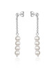 Linear Pearl Drop Earrings – Sterling Silver