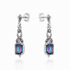 Emerald-Cut Mystic Topaz Drop Earrings – Oxidized Sterling Silver