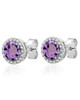 Amethyst Halo Stud Earrings – Sterling Silver