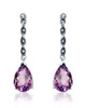 Amethyst & Marcasite Elongated Drop Earrings – Oxidized Sterling Silver