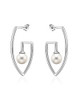 Open-Form Pearl Hoop Earrings – Sterling Silver