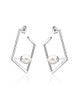 Open-Form Pearl Hoop Earrings – Sterling Silver