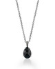 Black Spinel Teardrop & Marcasite Pendant – Sterling Silver

