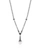 Pearl & Marcasite Drop Necklace – Oxidized Sterling Silver