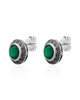 Green Onyx Stud Earrings – Oxidized Sterling Silver