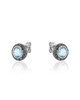 Blue Topaz Art Deco Stud Earrings – Oxidized Sterling Silver