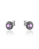 Amethyst & Marcasite Stud Earrings – Oxidized Sterling Silver