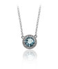 Blue Topaz Halo Pendant Necklace – Sterling Silver