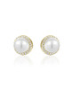 Pearl Halo Stud Earrings – Gold Plated