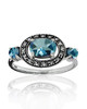 Blue Topaz & Marcasite Halo Ring – Sterling Silver