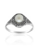 Marcasite Pearl Ring – Oxidized Silver