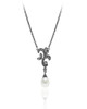 Pearl & Marcasite Drop Pendant Necklace – Oxidized Sterling Silver