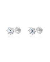 Lucent Solitaire Stud Earrings — Sterling Silver - 0.5 ct