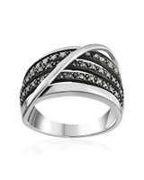 Marcasite & Cubic Zirconia Ring – Oxidized Sterling Silver