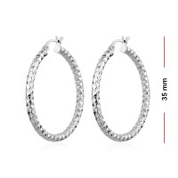 Diamond-Cut Hoop Earrings – Sterling Silver