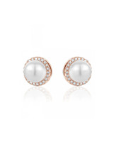 Pearl Halo Stud Earrings — Rose Gold Plated