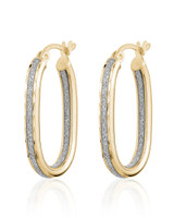 Starlight Glitter Oval Hoops — Gold Plated