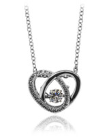 Open Heart Pavé Pendant Necklace — Sterling Silver