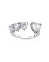 Moonstone Hearts Open Ring — Sterling Silver