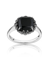 Black Spinel & Marcasite Cushion Ring | Showroom