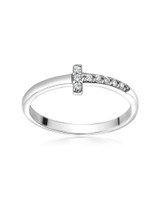 Cross Accent Pavé Ring – Sterling Silver