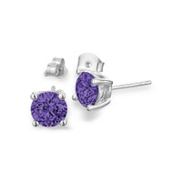 Bordeaux Stud Earrings – Sterling Silver (Purple)