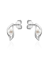 Freshwater Pearl Sculpted Earrings – Sterling Silver
