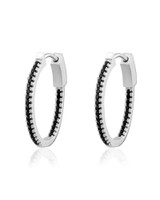 Black Pavé Hoop Earrings – Sterling Silver