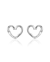Liquid Heart Stud Earrings – Sterling Silver