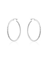 Hammered Hoop Earrings – Sterling Silver (40 mm)