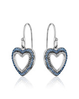 Blue Pavé Heart Hook Earrings – Sterling Silver