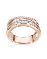 Princess-Cut Pavé Band Ring – Rose Gold Plated