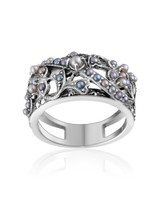 Seed Pearl Marcasite Ring – Oxidized Silver