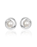 Swirl Pearl Stud Earrings – Sterling Silver