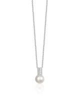 Pearl & Pavé Bar Pendant – Sterling Silver