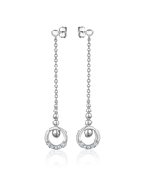 Circle Drop Chain Earrings – Sterling Silver
