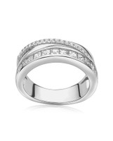 Princess-Cut Pavé Band Ring – Sterling Silver