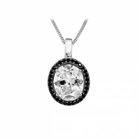 Oval Cubic Zirconia Halo Pendant – Sterling Silver