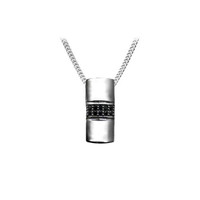 Black Cubic Zirconia Bar Pendant Necklace – Sterling Silver