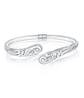 Paisley Open Bangle – Sterling Silver