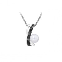 Pearl & Black Accent Pendant – Sterling Silver