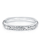 Square Paisley Bangle – Silver Plated
