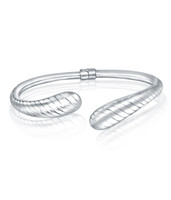 Ridged Open Bangle – Sterling Silver