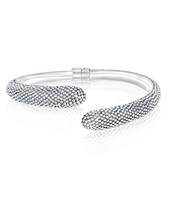 Beaded Open Bangle – Sterling Silver