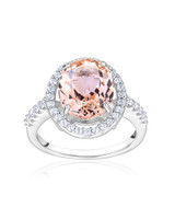 Oval Morganite Halo Ring – Sterling Silver