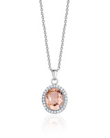 Morganite Glass Halo Pendant – Sterling Silver
