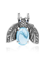 Sky Blue Topaz Cabochon Beetle Brooch
