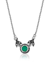Green Onyx Art Deco Drop Pendant – Oxidized Sterling Silver