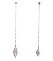 Asymmetrical Leaf Drop Earrings – Sterling Silver