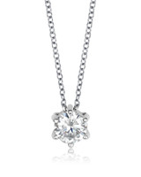 Six-Prong Cubic Zirconia Solitaire Necklace – Sterling Silver